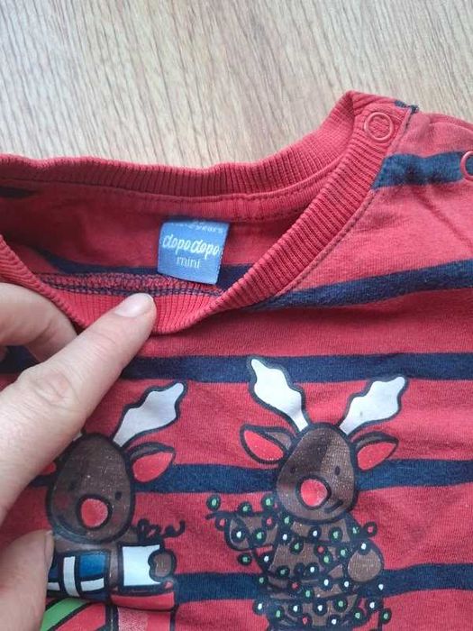 Czerwona świąteczna koszula tshirt z długim rękawem rozm. 92 dla chłopca chłopięca