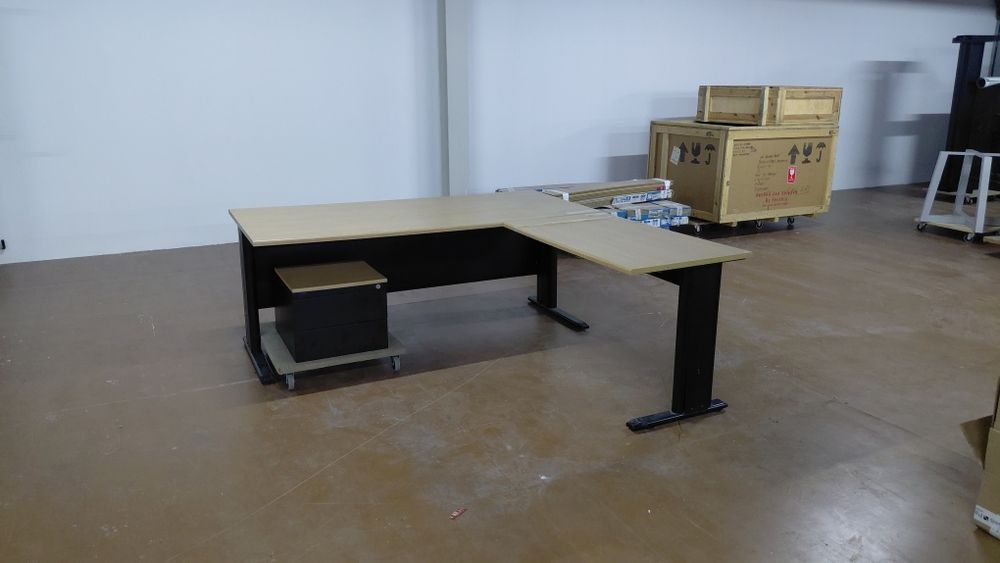 Secretaria Handy em L com bloco gavetas 180x80 ( mais L  108x60cm +bloco 3 gavetas