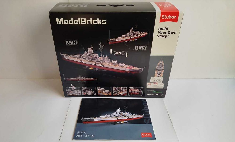 Sluban M38-B1102 Pancernik Bismarck / Tirpitz, 1849 elementów, skala 1:350 + gratis