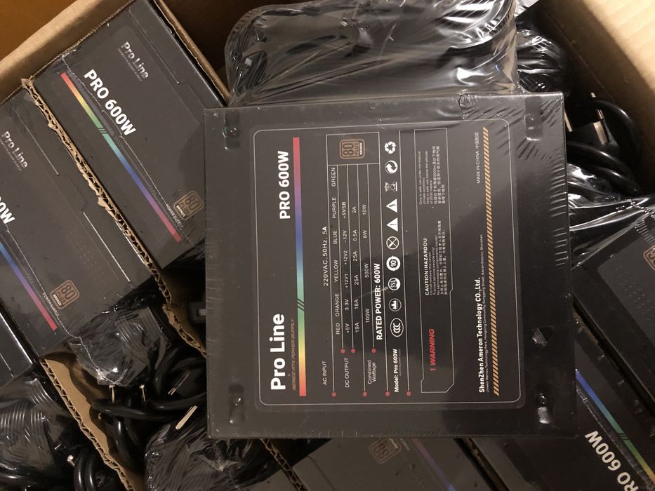 Блок питания Pro Line (ATX 600W / 80 PLUS Bronze) для геймерских ПК.
