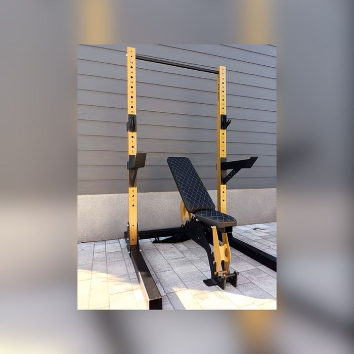 Zestaw klatka treningowa half rack (80x80x3) i ławka IRON FLY