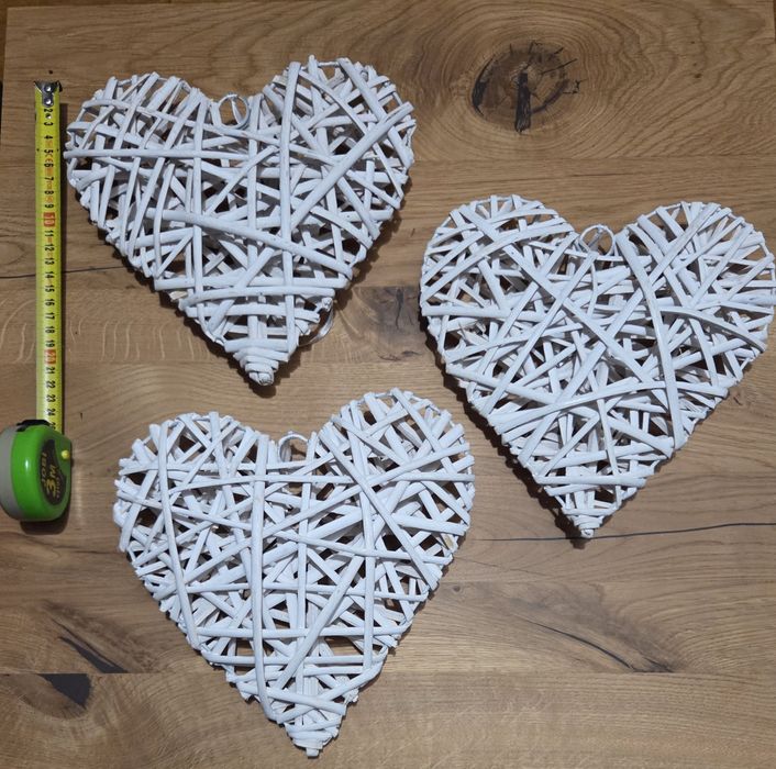 Wiklinowe serca 3 sztuki
