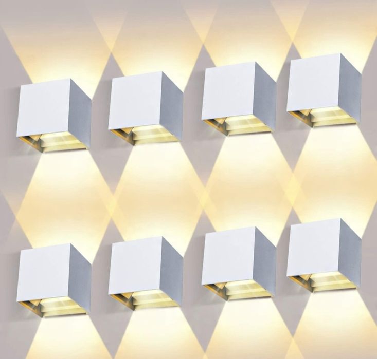 LEDMO 8 Sztuk 12W LED Lampy Ścienne Regulowany Kąt Biały 3000K IP65