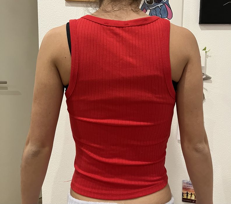 Top vermelho justo Stradivarius | Sem mangas