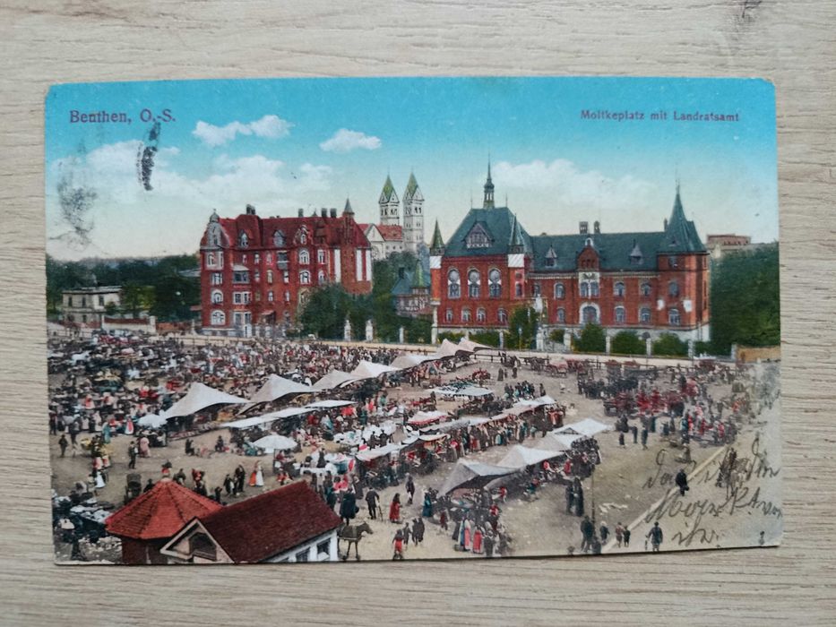 COb pocztówka - Bytom - Moltkeplatz mit Landratsamt - Beuthen O/S