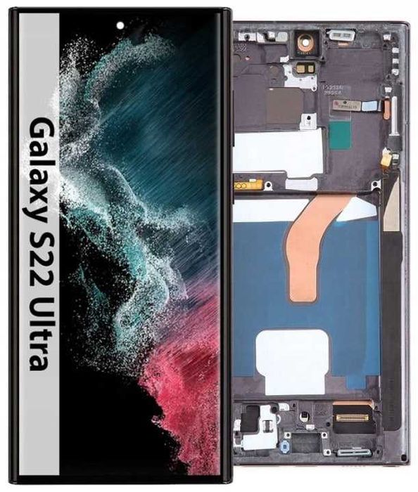 Дисплей Samsung S908 Galaxy S22 Ultra IPS чорний + рамка