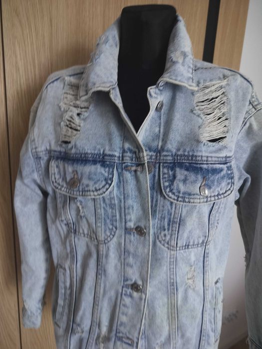 Sinsay Kurtka męska 34 katana bawełna dziury miękki jeans L