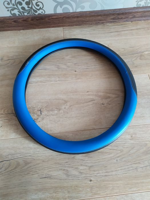 Чохол на кермо, руль, універсальний, екошкіра, 43-46 см, чорно/синій