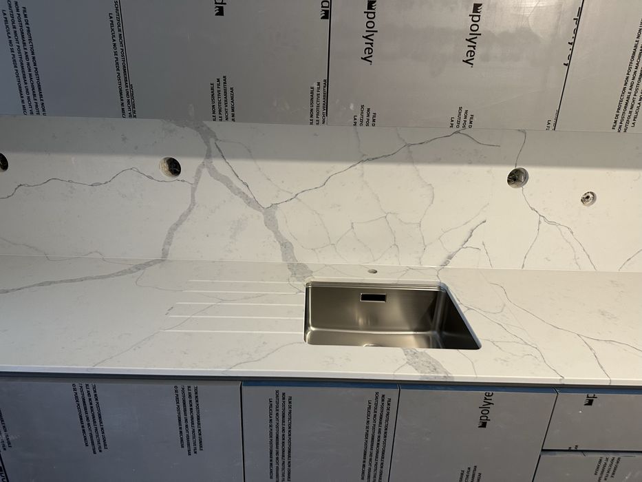 Bancada de cozinha quartzo marmore