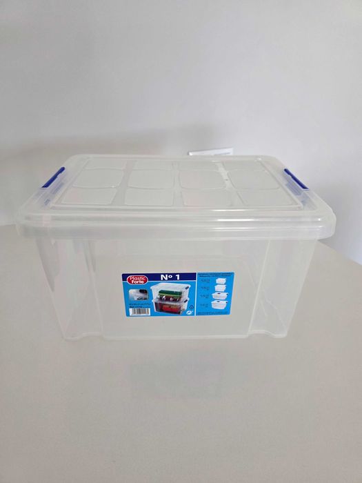 Caixa Arrumação Plástico Transparente 40x30x22cm - Bom Estado