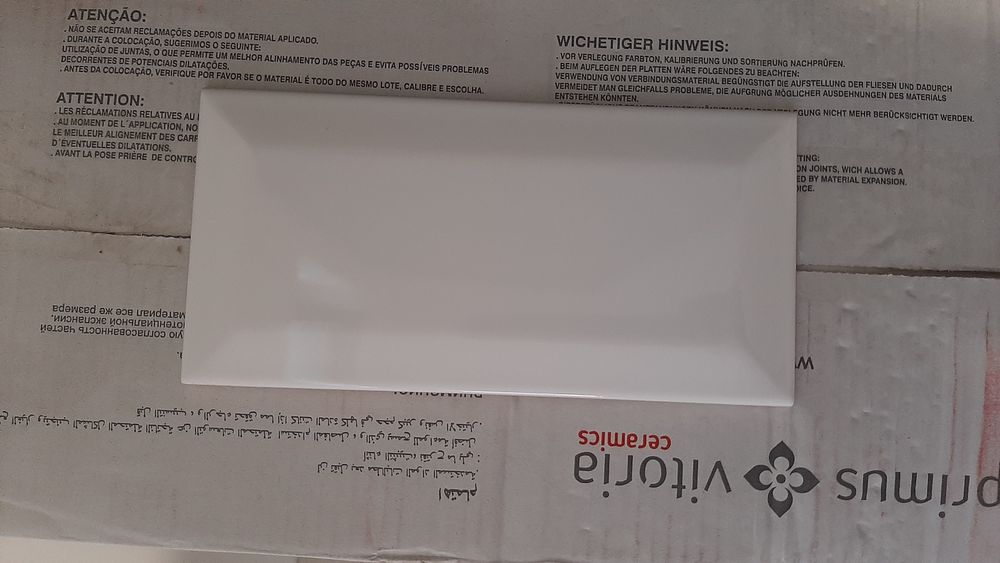 Azulejo Primus Vitória Branco Biselado Brilho - 15cmx7,5cm - total 3m2