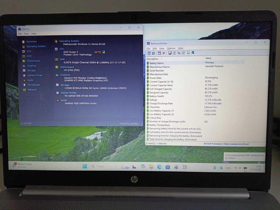 Ноутбук HP 15.6" Ryzen 3 3250U 8Gb 128Gb SSD Radeon Гарний стан