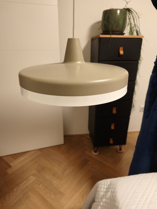 Candeeiro de teto em  metal bege, diâmetro 40 cm