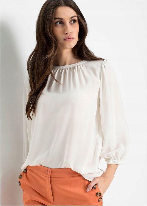 B.P.C długa koszulowa szyfonowa biel wełny ^42