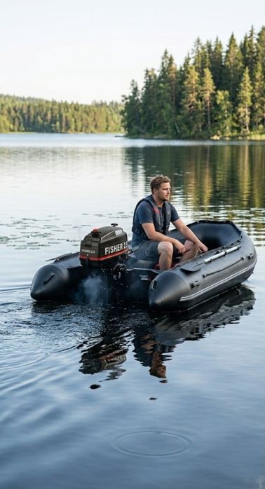Лодочный бензиновый мотор Fisher 2.5 л.с. на резиновая пвх лодка
