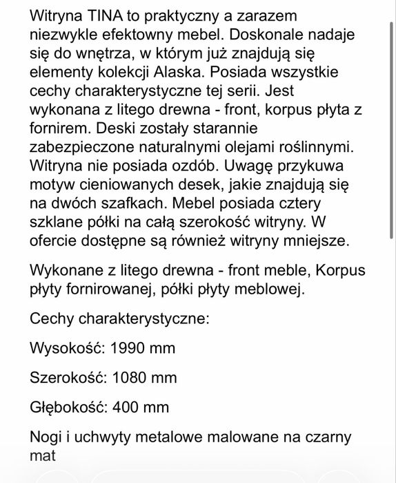 Zestaw mebli : komoda witryna stolik - DREWNO