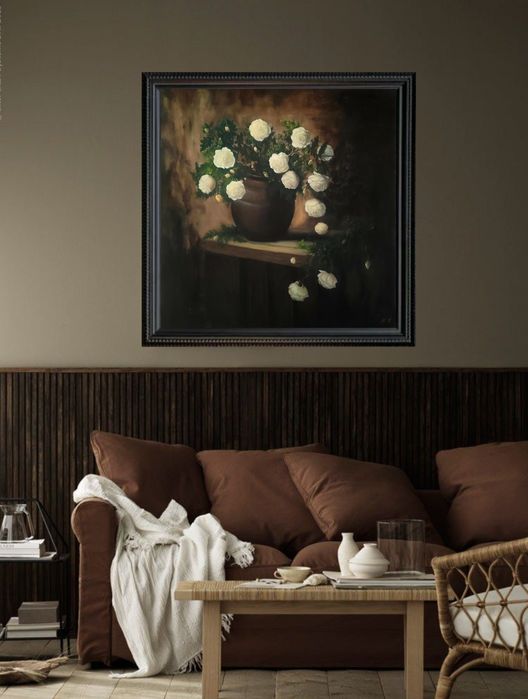 Картина олійними фарбами "Білі троянди"