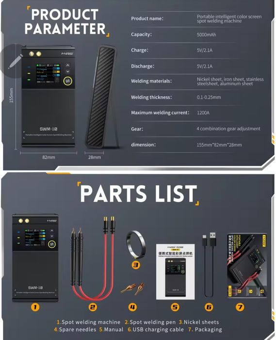 Точечная сварка Fnirsi SWM-20 SWM-10 для аккумуляторов