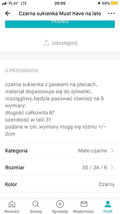 Czarna sukienka na ramiączkach MUST HAVE na lato