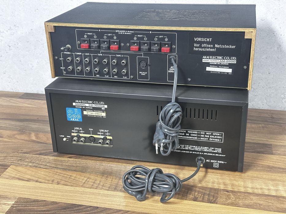 Zestaw Akai AX-2200, CS-702 II magnetofon deck, wzmacniacz,wychyły