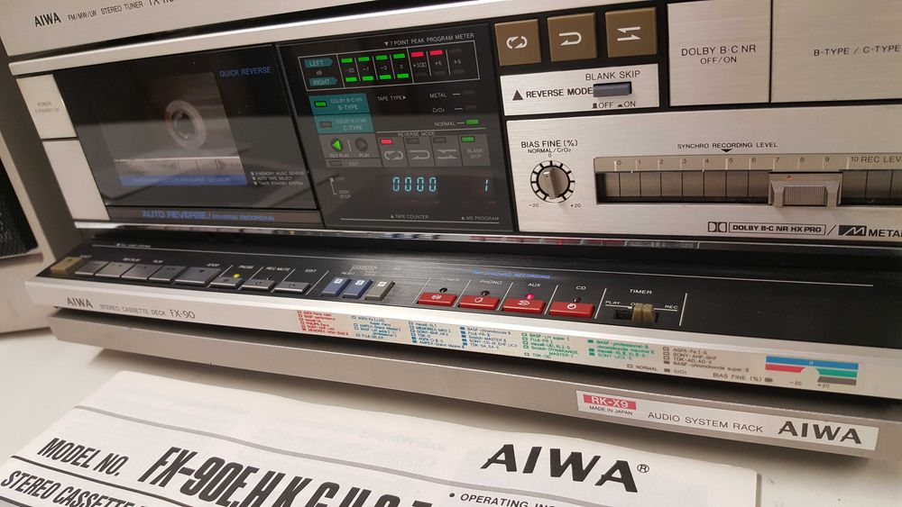 Wieża  Aiwa Fx-90 Magnetofon FX-90 Wzmacniacz MX-90 Tuner TX110 Japan