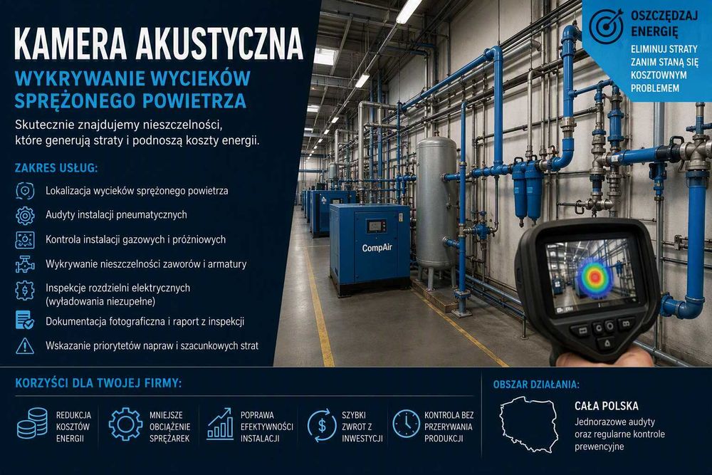 Kamera Akustyczna | Wykrywanie Wycieków Sprężonego Powietrza