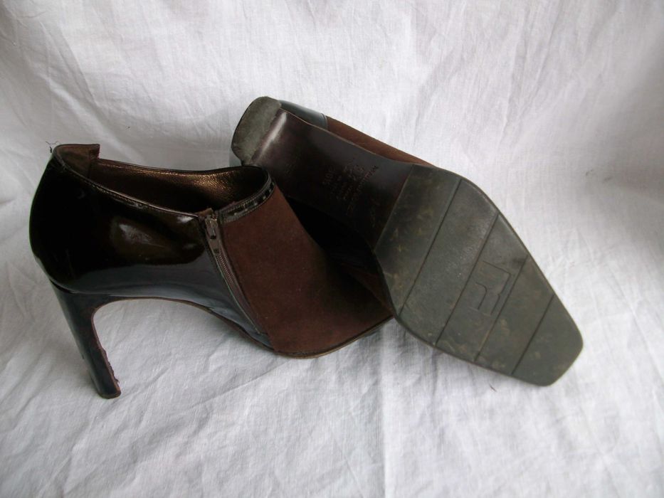 Marino Fabiani vero cuoio włoskie skórzane brązowe botki szpilki 36