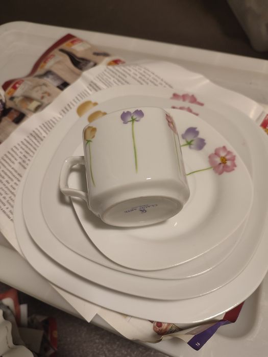 Conjunto de pratos e chá