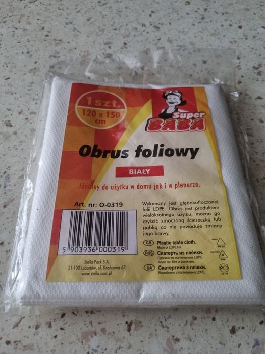 Obrus foliowy biały 120/150 cm