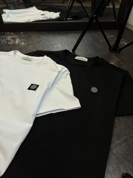 Футболка Stone Island, футболка стон айленд, стонік, стон, літня футболка біла, чорна