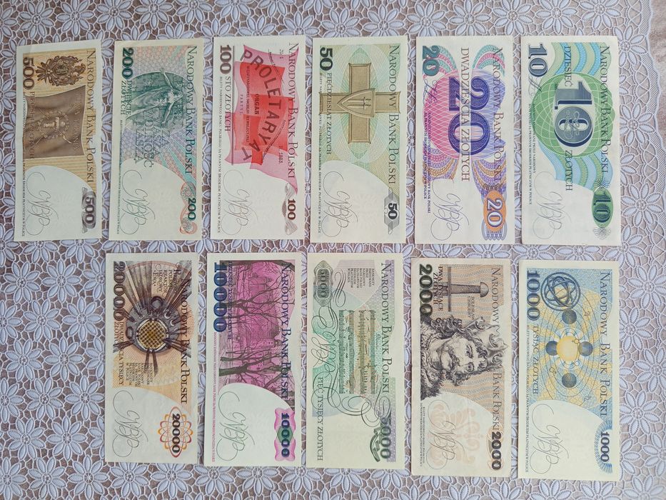 zestaw oryginalnych banknotów PRL
