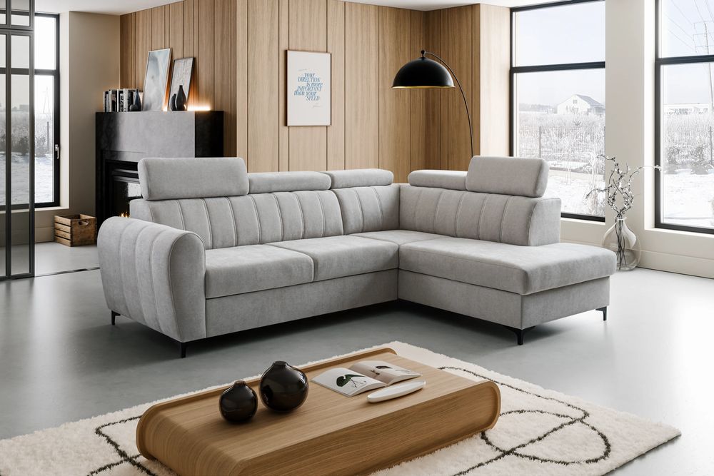 Narożnik FORIO L 262 x 200 - funkcja spania, pojemnik, ruchome zagłówki