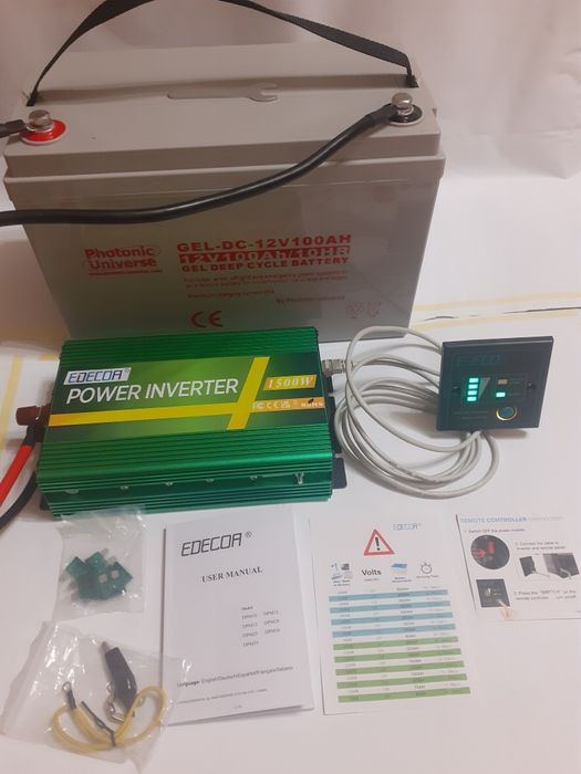 Інвертор EDECOA 12v 1500/3000w чиста синусоїда