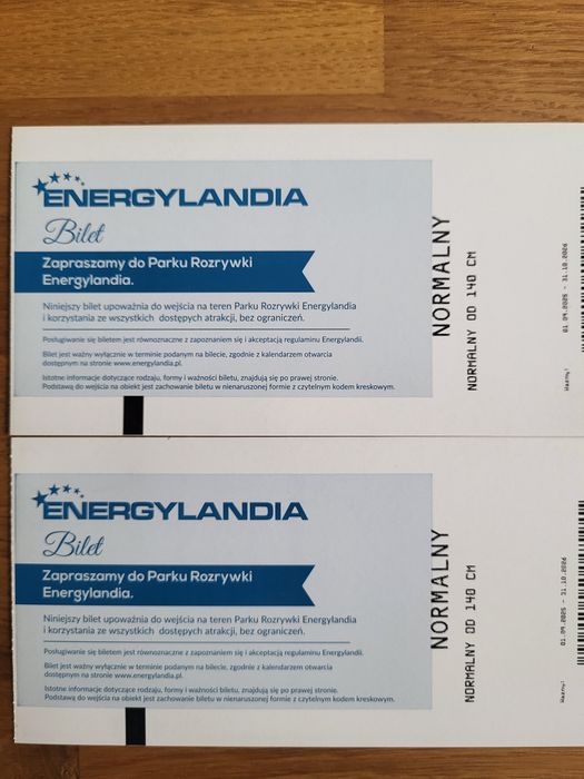 2 bilety do Energylandii