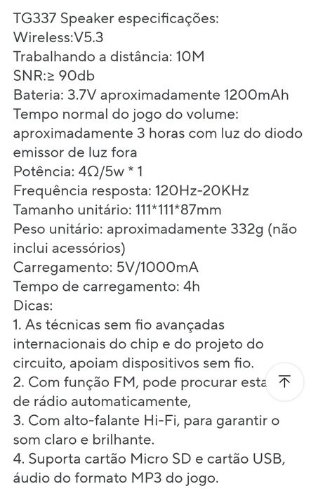 Coluna Bluetooth com Radio FM