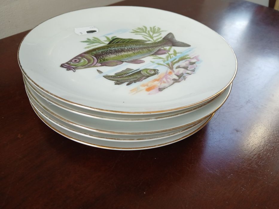 Japońska porcelana talerze z rybkami ryby 5 sztuk