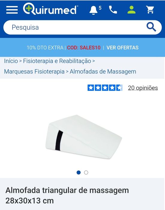 Vendo 2 Almofadas triangulares de massagem 28x30x13 cm - Quirumed