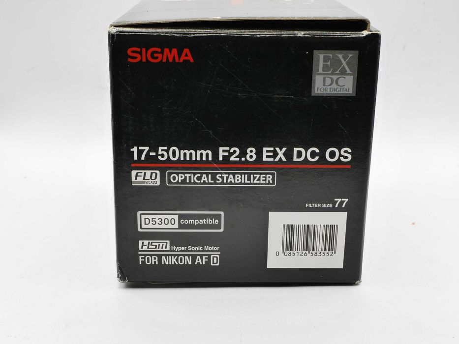 Sigma 17-50 mm F2,8 EX DC OS pudełko obiektywu