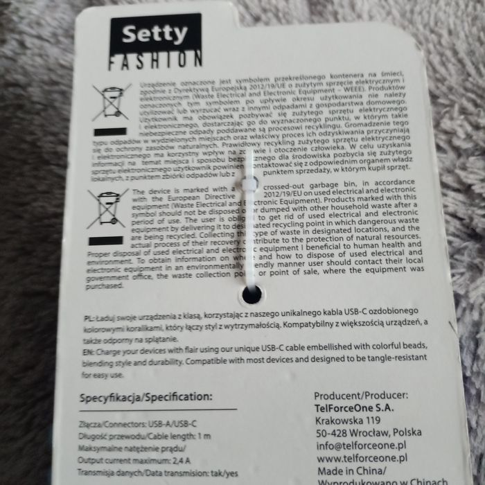 Przewód do telefonu USB -A USB -C