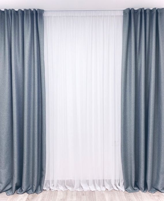 Якісні штори блекаут, шторна тканина. Тюль білий льон. Шторы блэкаут