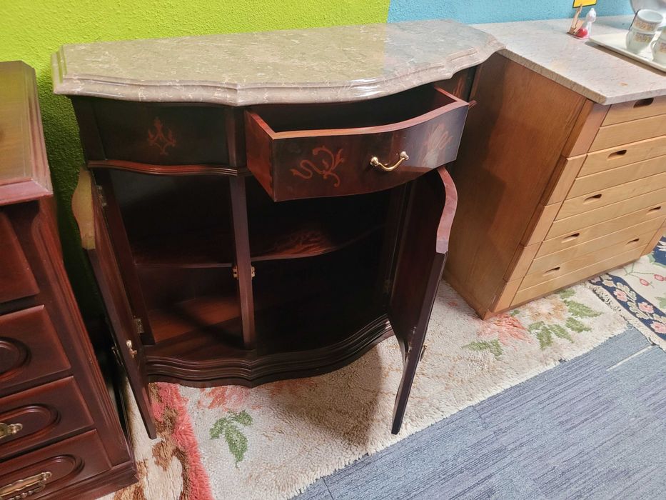 Consola em madeira com tampo em pedra - óptimo estado geral