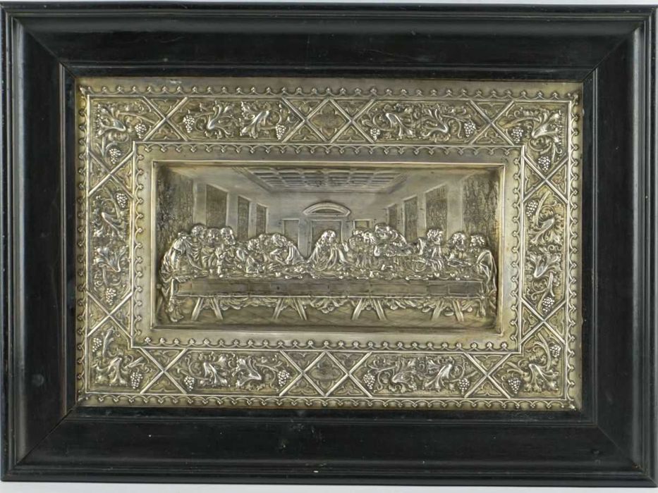 Última Ceia - placa em metal prateado