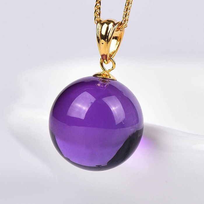 Colar com pingente - 18 K Ouro amarelo Ametista