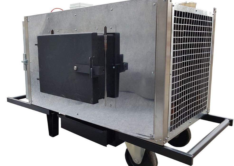 Nagrzewnica mobilna na paliwa stałe NPS 55M - piec koza drewno 55kW