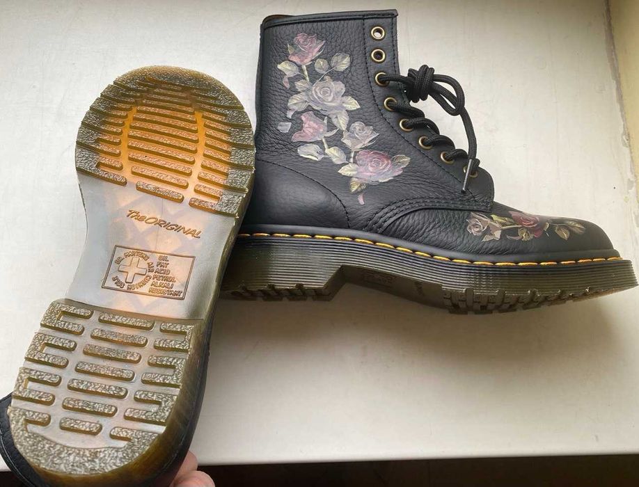 Nowe buty Dr.Martens 37,  Black Decayed Roses 1460, wkladka 23,8cm