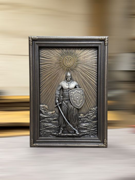 Авторський деревʼяний рельєф у рамі | Інтерʼєрний арт | Панно козак