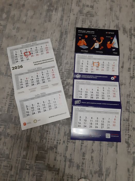 2 nowe kalendarze ścienne za razem 8zł