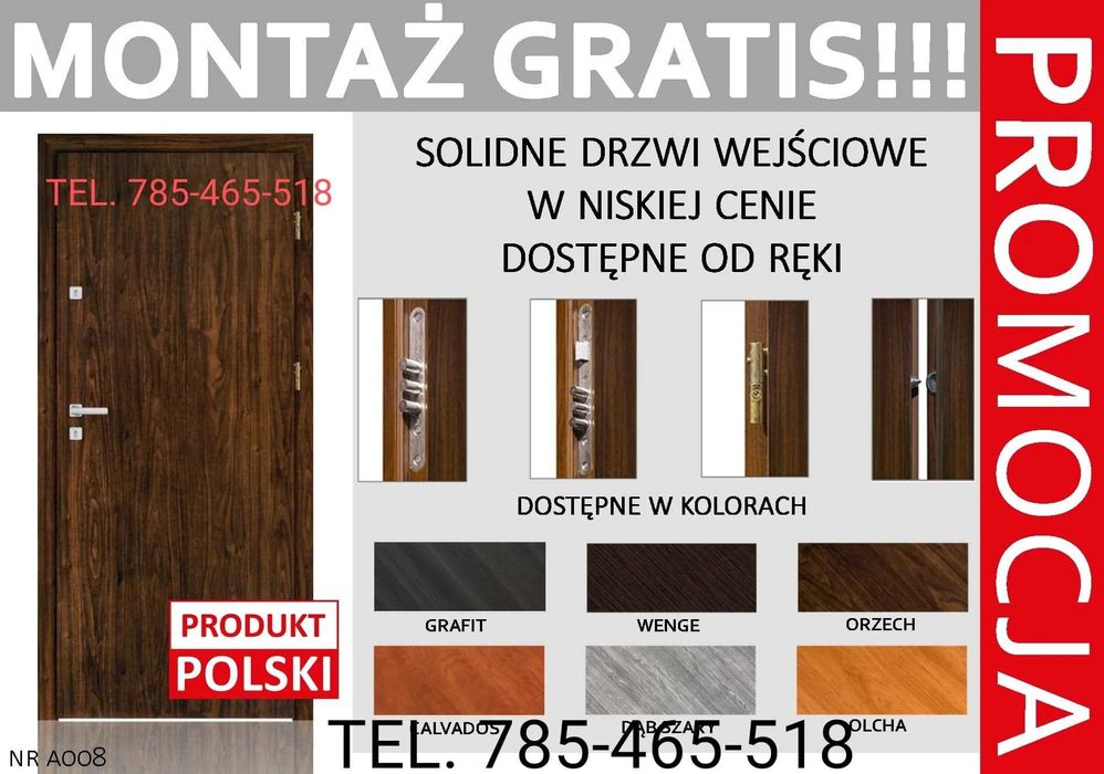 Wejściowe drzwi zewnętrzne z montażem do mieszkania AKUSTYCZNE bloki