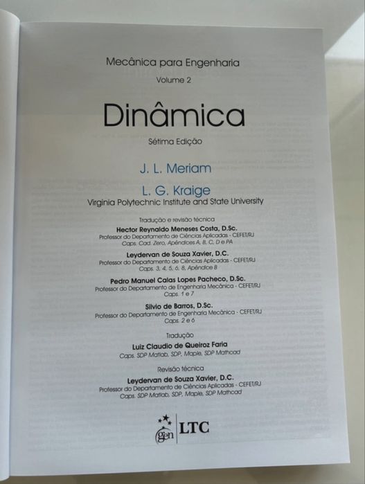 Dinâmica J. L. Meriam & L. G. Kraige (Português)