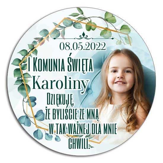 Magnes ze zdjęciem okrągły 5cm chrzest ślub urodziny komunia 10szt